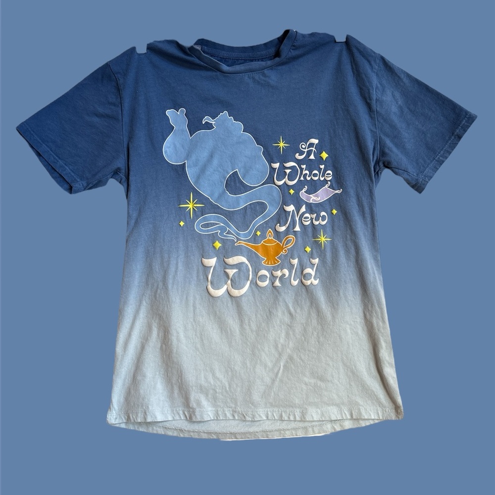 Disney Aladdin Genie A Whole New World Ombre Blue T-Shirt‎ Small Our Universe